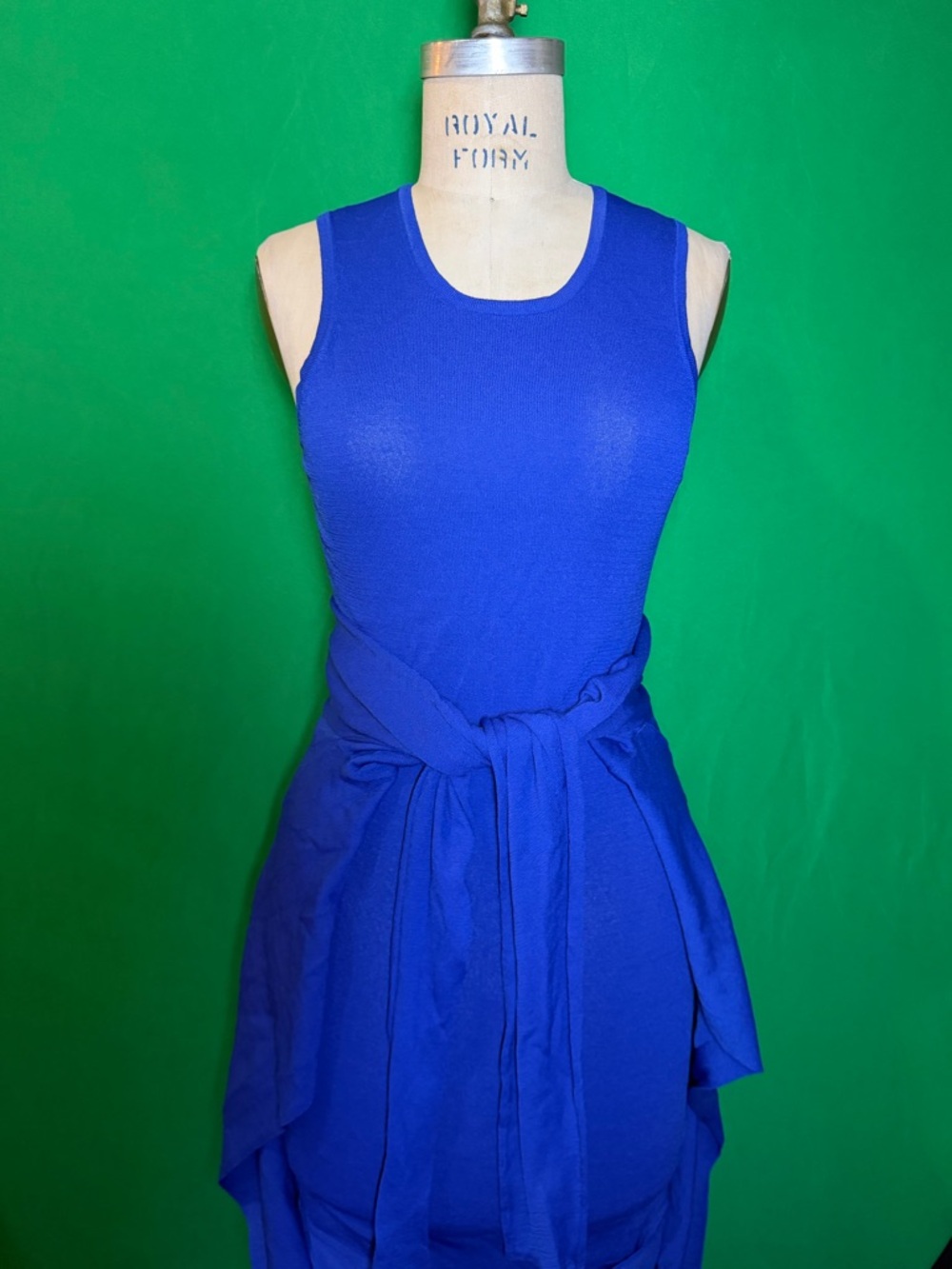 Barbara Bui Blue Knit Dress Small Convertible Cardigan Layered Stretch
